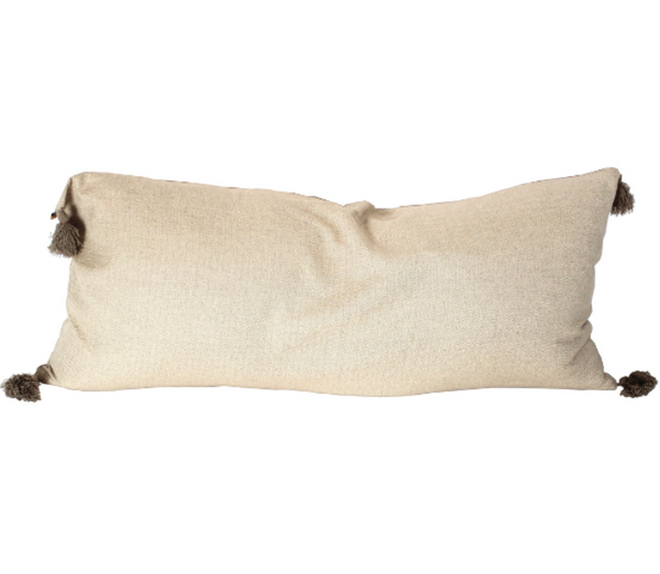 Cotton Herringbone Long Bolster Cushion in Taupe