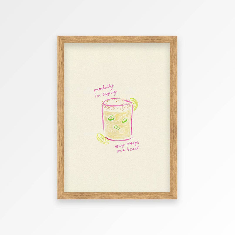 Sippin Spicy Margs Hand Painted Print: Unframed / A4