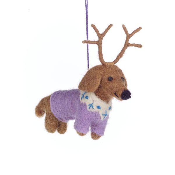 Handmade Felt Rudy Dachshund Dog Christmas Decoration