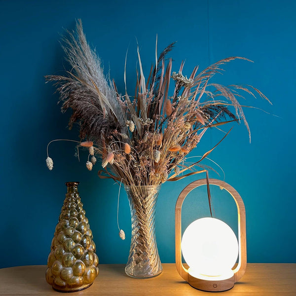 Lantern Beech style rechargeable touch lamp