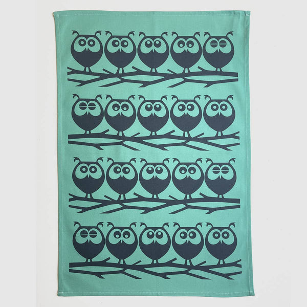 Magpie x Hornsea Owls on Branch Teatowel