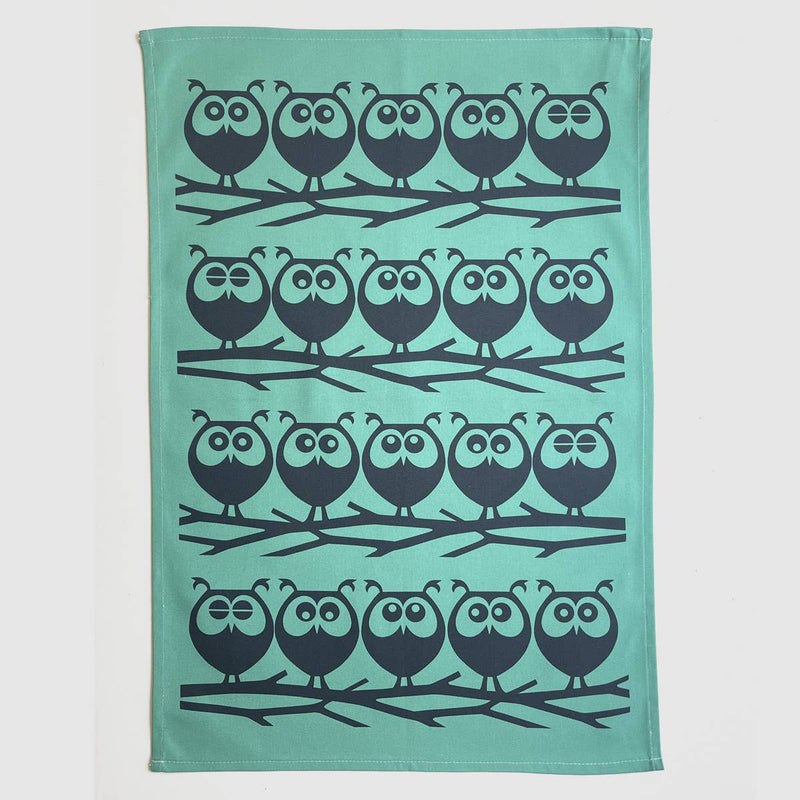 Magpie x Hornsea Owls on Branch Teatowel