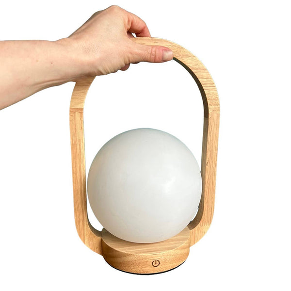 Lantern Beech style rechargeable touch lamp