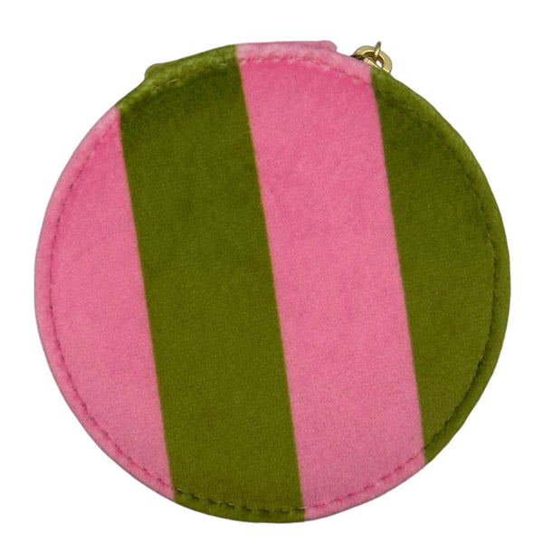 Jewellery travel pot in chartreuse stripe