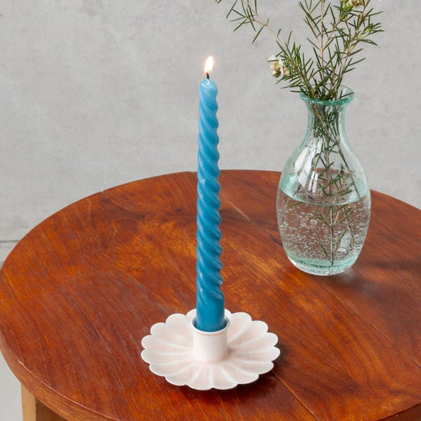 Enamel Flat Flower Candle Holder - Pink