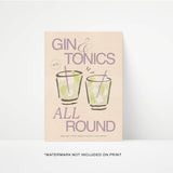 Gin & Tonic Print: Lilac / Unframed / A4