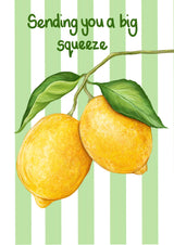 Sending a squeeze, thinking of you lemon A6 greeting card