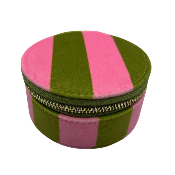 Jewellery travel pot in chartreuse stripe