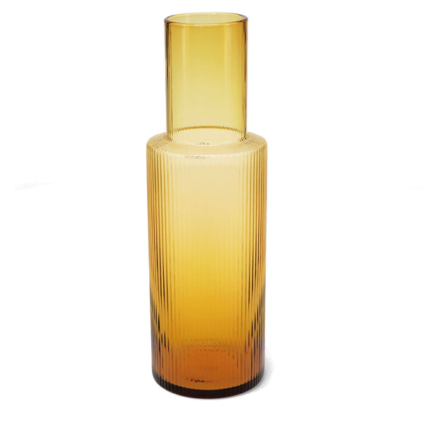 Amber Reeded Glass Carafe