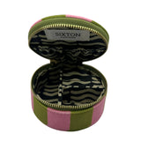 Jewellery travel pot in chartreuse stripe