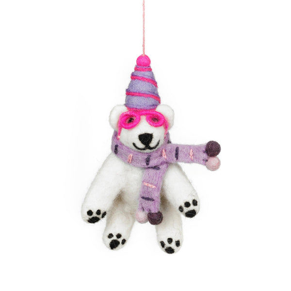 Handmade Felt Luna the Polar Bear Arctic Hanging Decoration