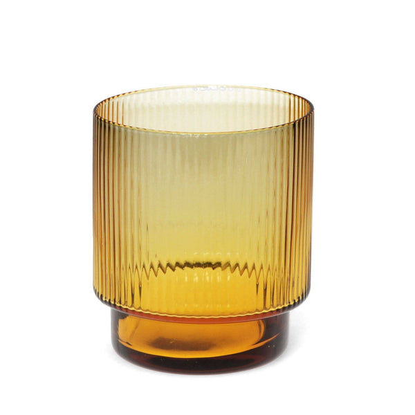 Reeded Amber Glass Tumbler