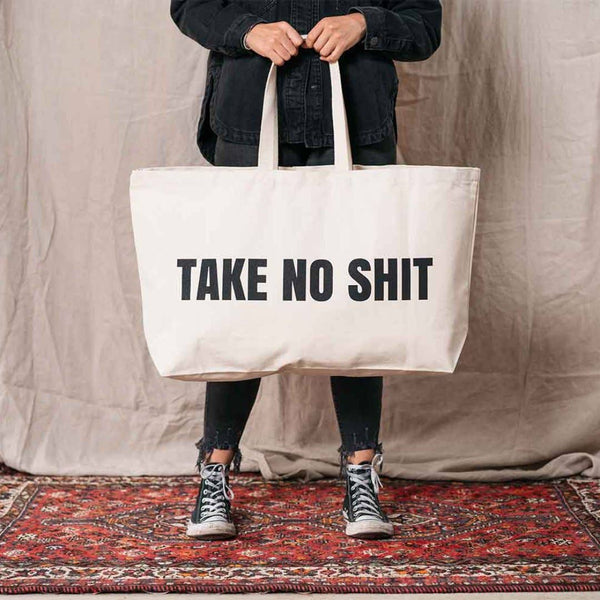 Do No Harm Take No Shit Massive Tote Bag: Black & White Print
