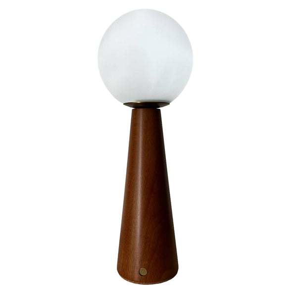 Deco Cone Teak style rechargeable touch lamp (large)