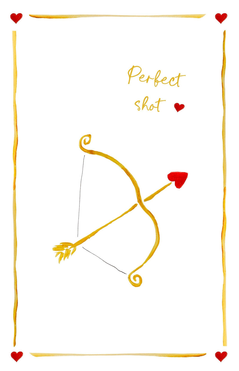 Perfect Shot - Cupids Bow and Arrow Linen Teatowel