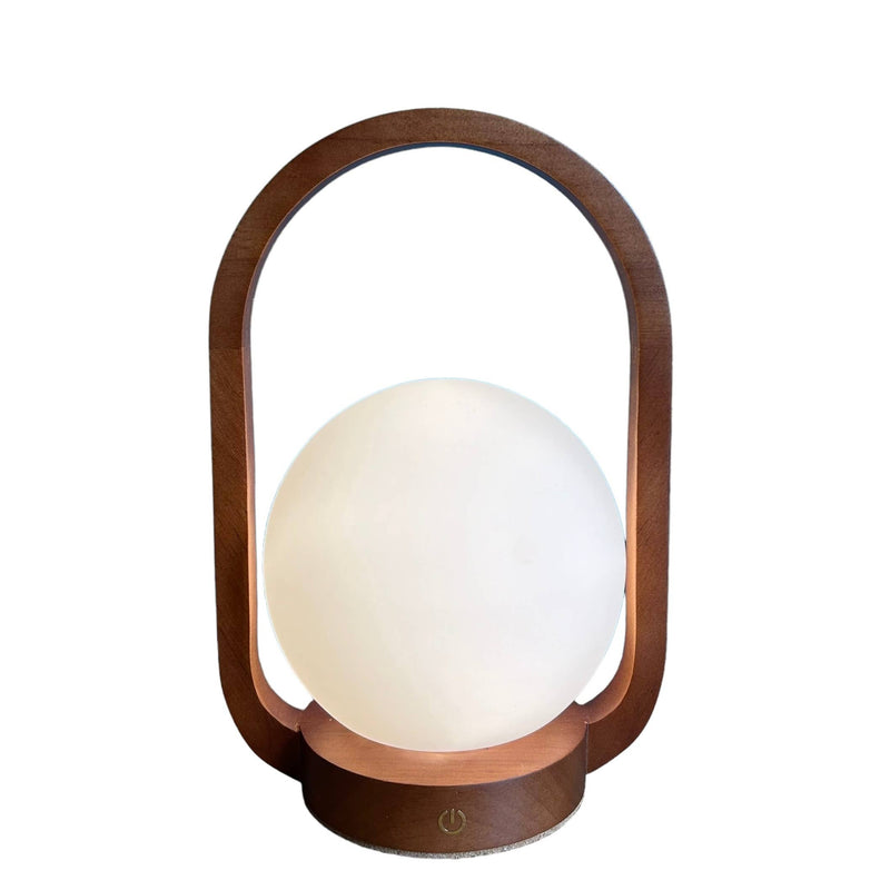 Lantern Teak Style rechargeable touch lamp