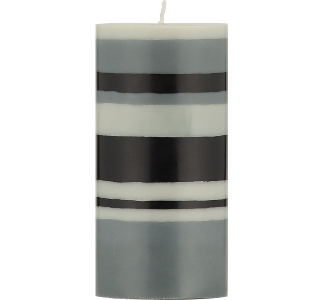 Tall Striped Pillar Candles - 15cm