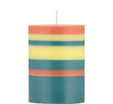Short Striped Pillar Candles - 10cm