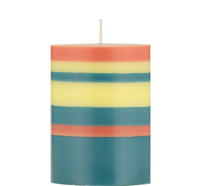 Short Striped Pillar Candles - 10cm