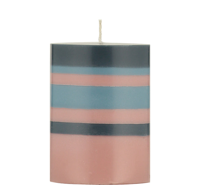 Short Striped Pillar Candles - 10cm