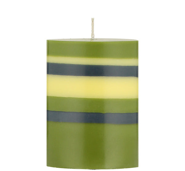 Short Striped Pillar Candles - 10cm