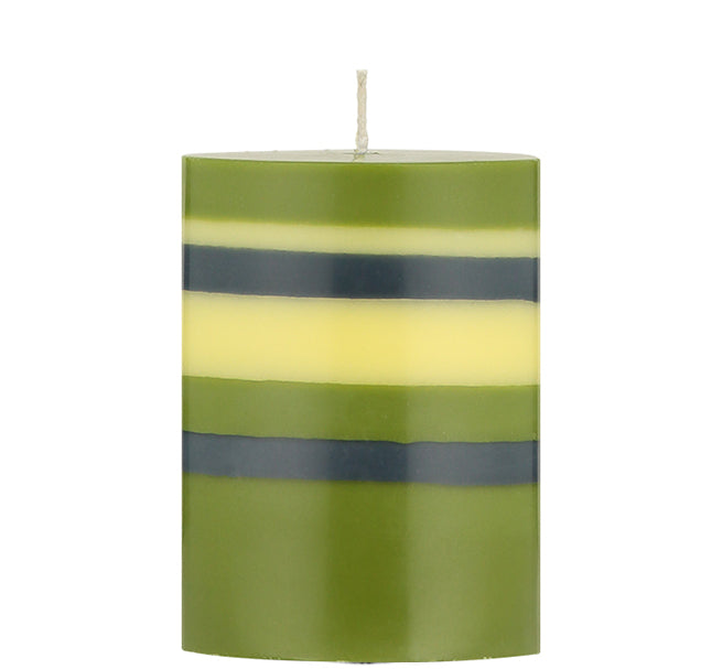 Short Striped Pillar Candles - 10cm