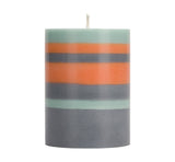 Short Striped Pillar Candles - 10cm