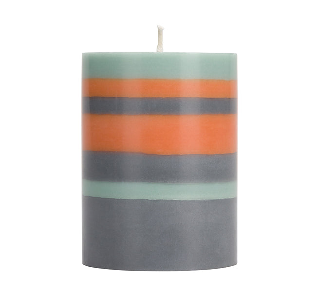 Short Striped Pillar Candles - 10cm