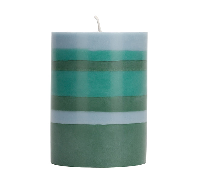 Short Striped Pillar Candles - 10cm