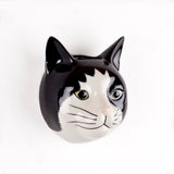 Black and White Cat Small Wall Vase