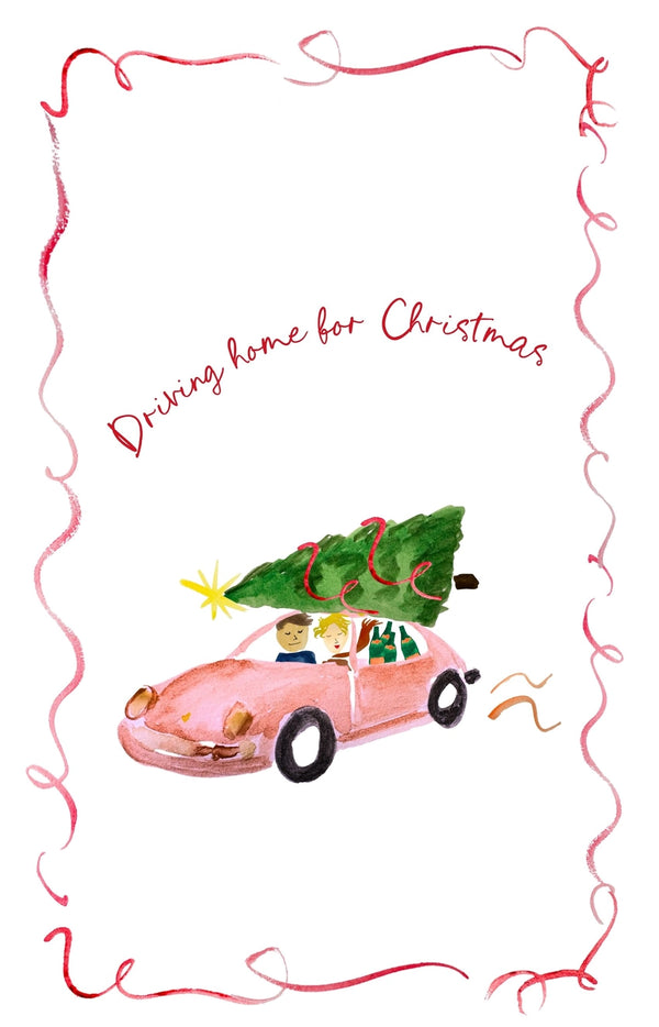 Driving Home for Christmas - Linen Teatowel