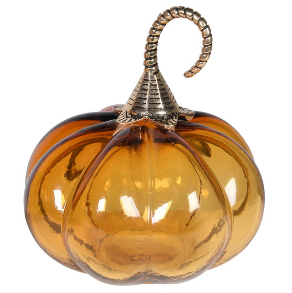 Golden Glass Pumpkin with Metal Stem