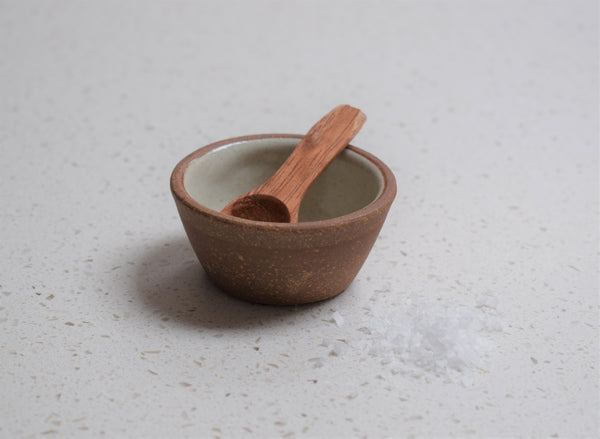 Stoneware Pinch Pot with Wooden Spoon
