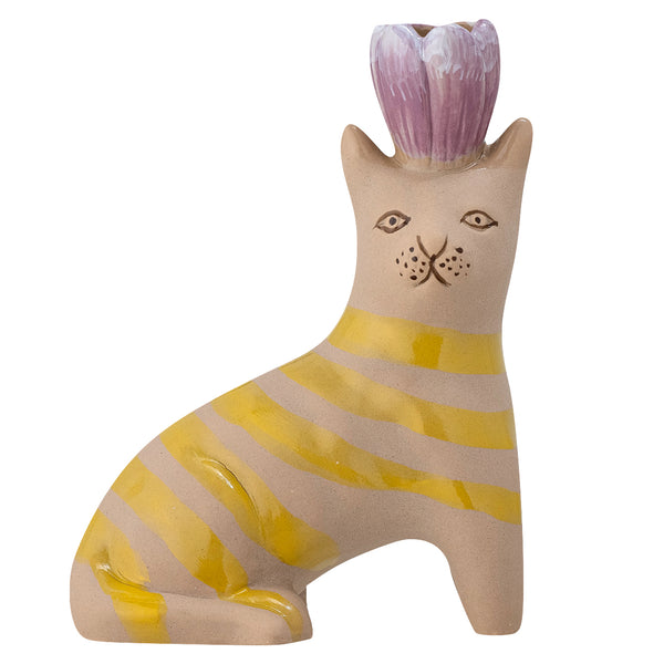 Mamie Striped Cat Candlestick