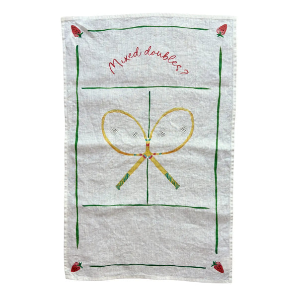 Mixed Doubles? - Tennis Set Linen Teatowel 
