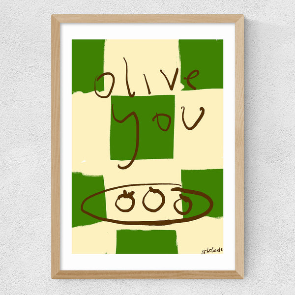 Olive You Framed Art Print by Sshepaints