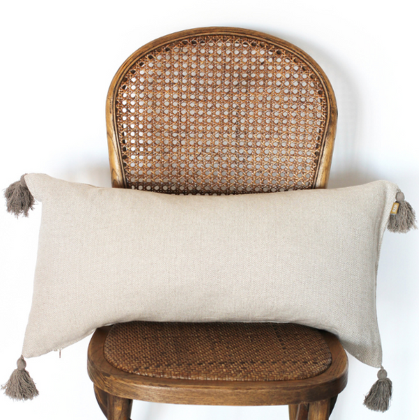 Cotton Herringbone Cushion in Taupe