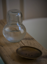 Handblown Carafe and Glass Set - Reeded