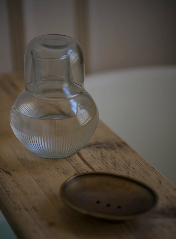 Handblown Carafe and Glass Set - Reeded