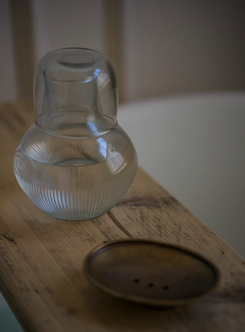 Handblown Carafe and Glass Set - Reeded