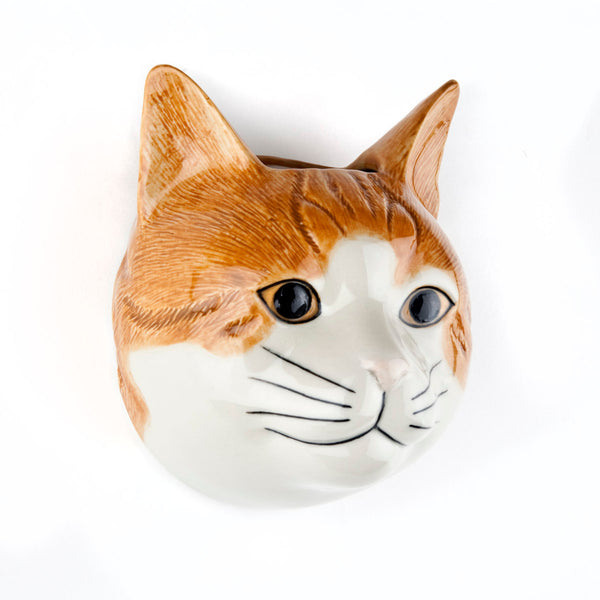 Orange Cat Small Wall Vase