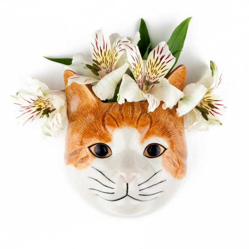 Orange Cat Small Wall Vase