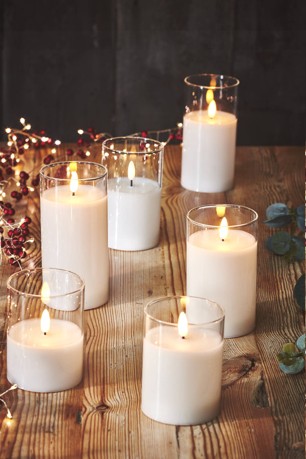 Golden Glow LED Glass Candles | set of 3