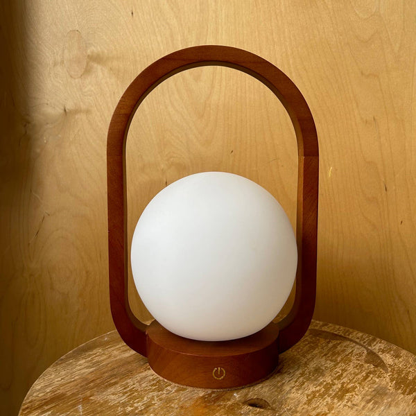 Lantern Teak Style rechargeable touch lamp