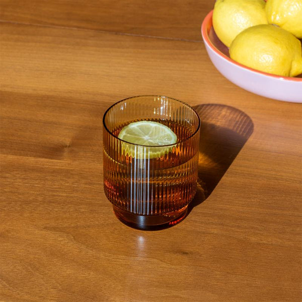 Reeded Amber Glass Tumbler