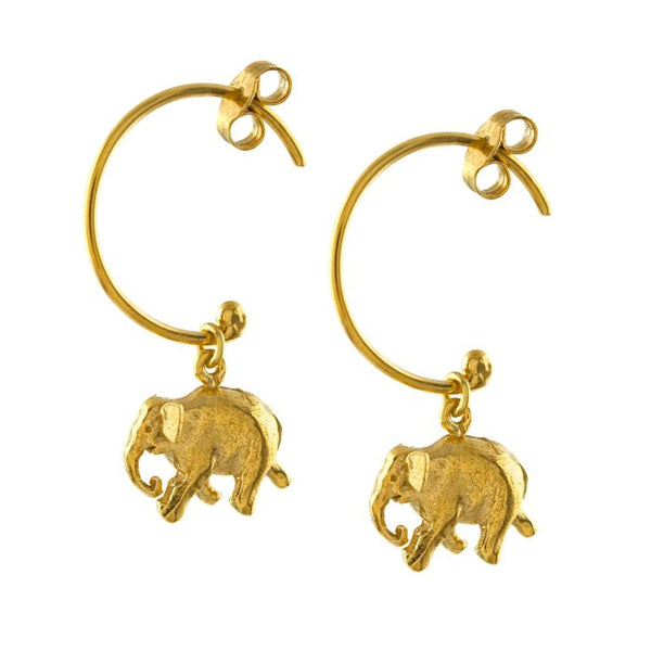 Indian Elephant Hoop Earrings - Gold