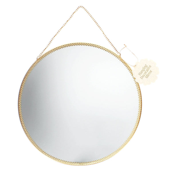 Circular Hanging Mirror (29cm) - Gold Tone