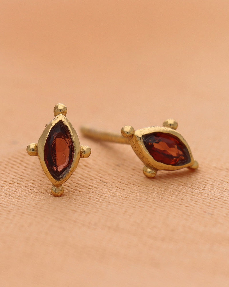 Oval Studs with Dots and Stones