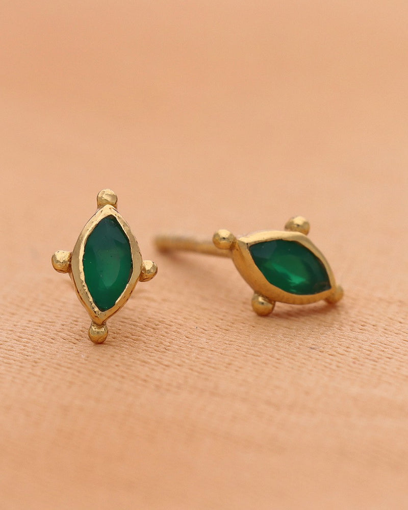 Oval Studs with Dots and Stones
