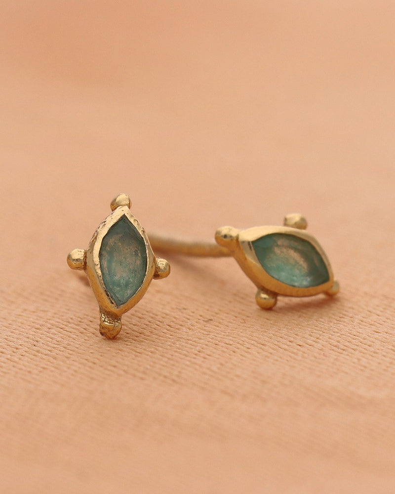 Oval Studs with Dots and Stones